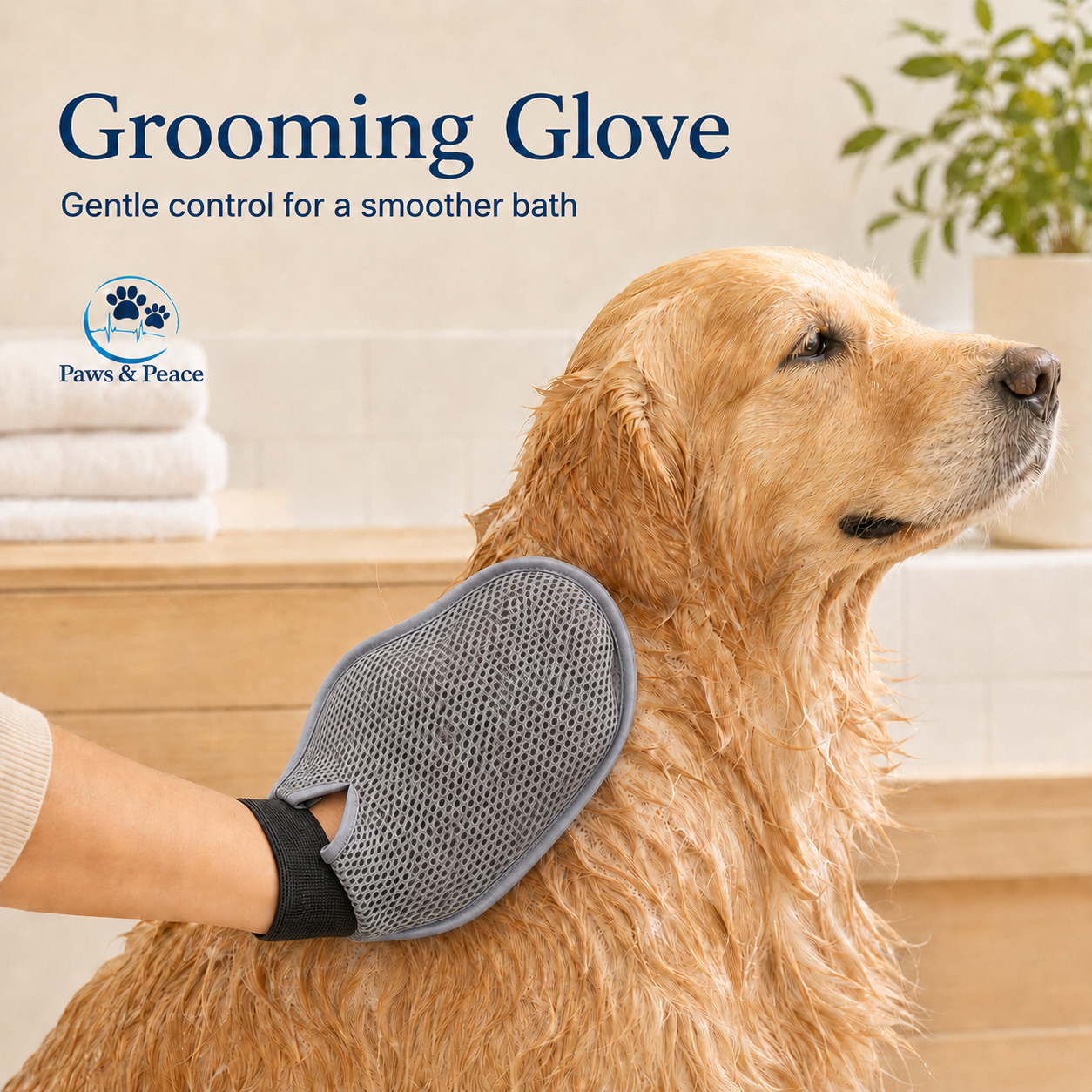 Paws & Peace Grooming Glove for Shower and Massage (Pet Supplies)
