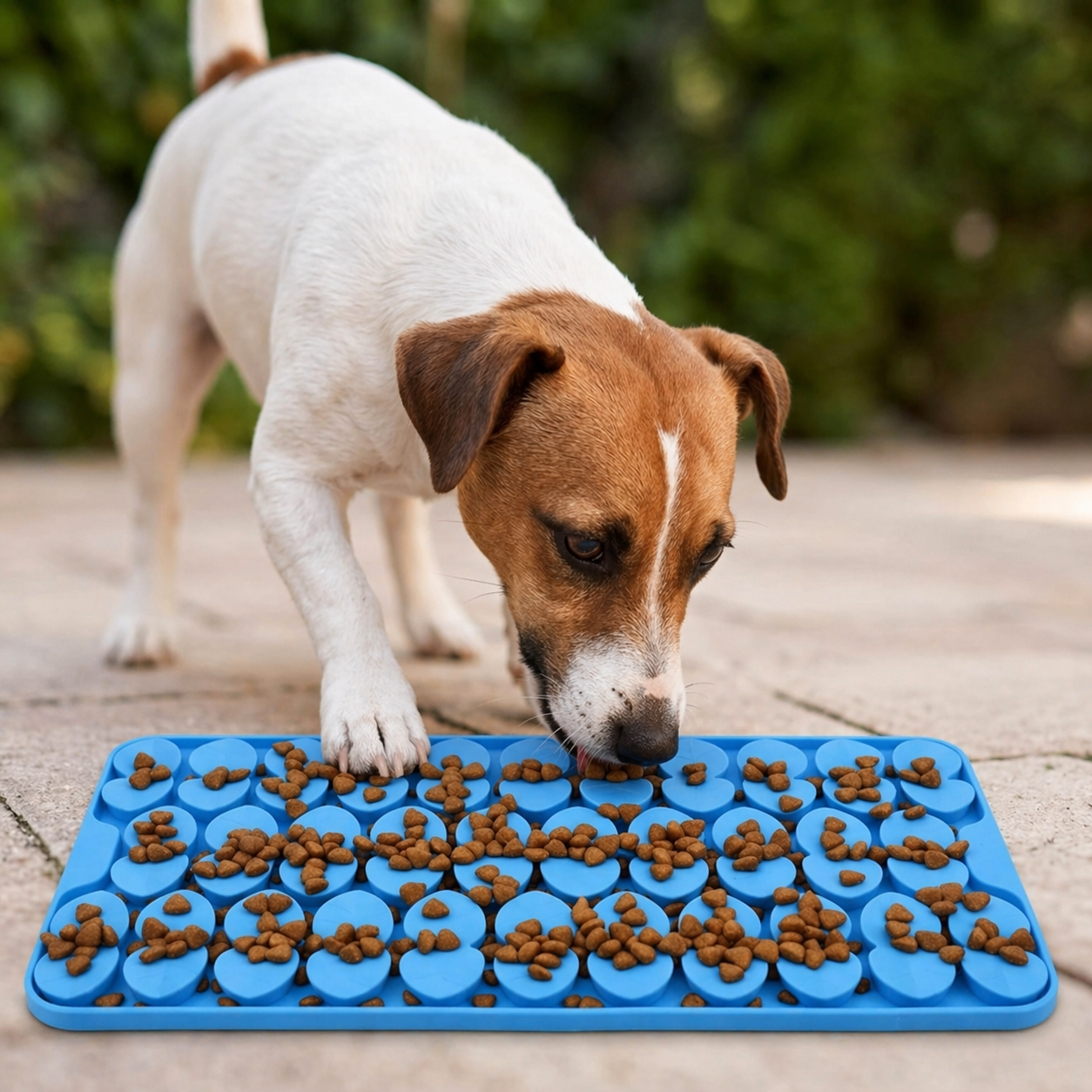 Dog using CalmLeaf™ Lick Mat | Paws&Peace