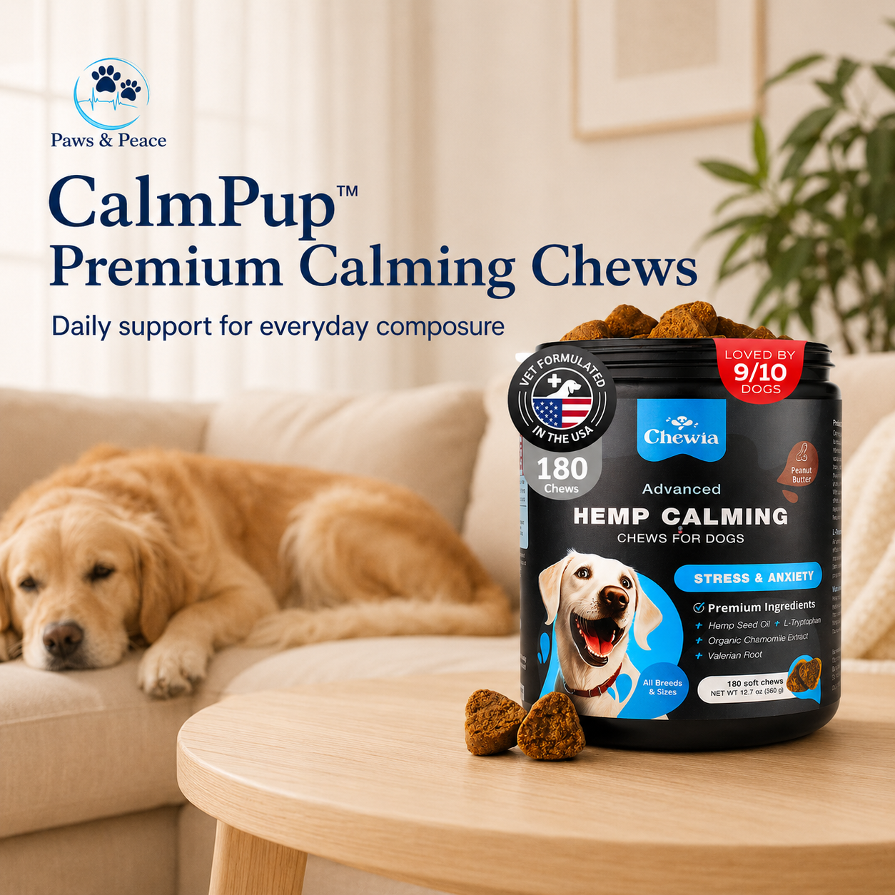 CalmPup™ Premium Calming Chews (180 Count)