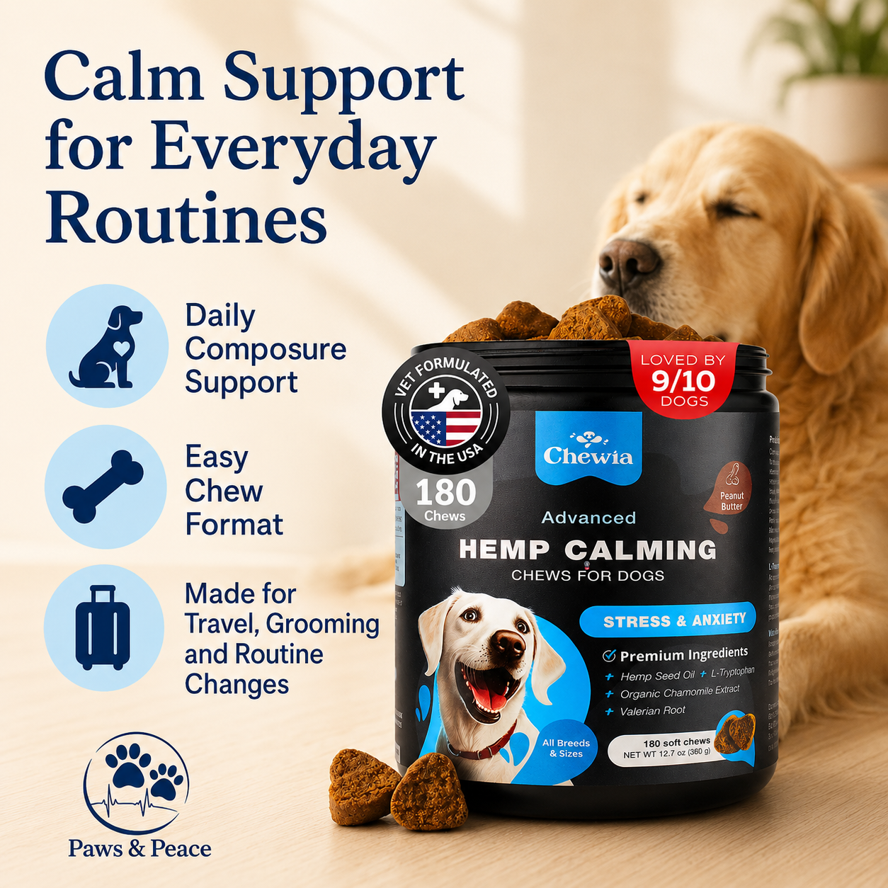 CalmPup™ Premium Calming Chews (180 Count)