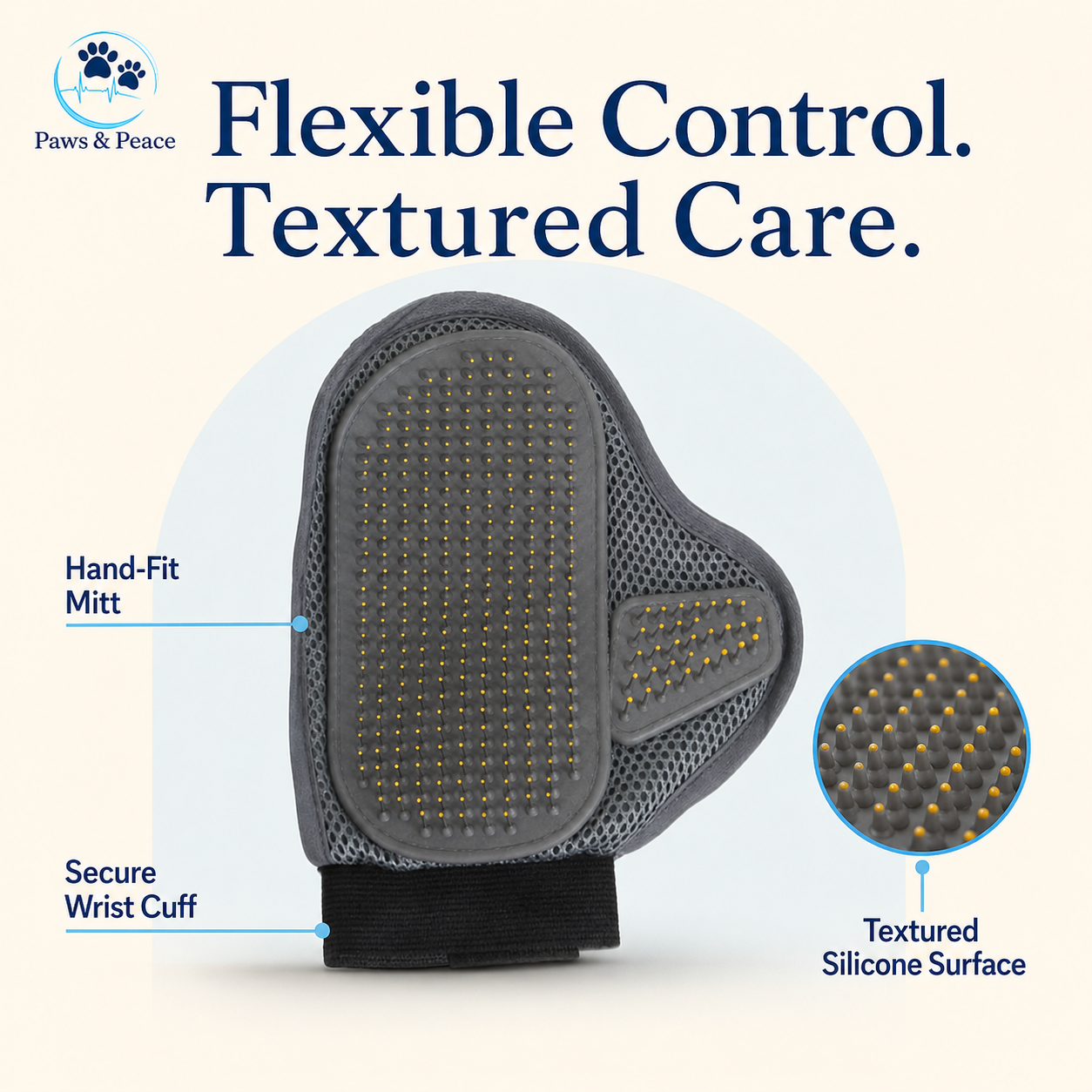 Paws & Peace Grooming Glove for Shower and Massage (Pet Supplies)